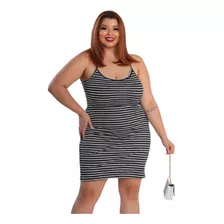 Vestido Tubinho Plus Size Canelado Casual Justinho