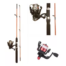 Set Kit Combo Pesca Caña 2 Tramos Solida Reel Frontal Tanza