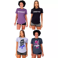 Kit 4 Camiseta Longline Feminina Mxd Conceito Casual Fitness