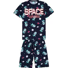 Pijama Infantil Masculino Verão Marinho Space Explorers Kyly