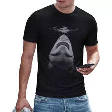 T-shirt Shark Mar Camiseta Algodão Hype Pesca Tubarão Surf