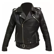 Campera Moto Rockera Cuero Hombre Cordon Ahora6 - Maybe -