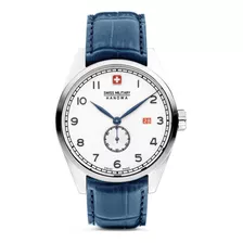 Reloj Swiss Military Smwgb0000702 Para Hombre Cristal Zafiro Color De La Malla Azul Color Del Bisel Plateado Color Del Fondo Plateado