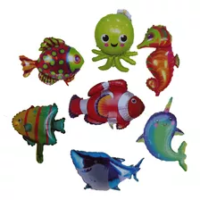 Set 4 Globos Metalizados Animales Del Mar De 36cm