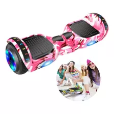 Hoverboard Colorido Rosa Roxo Zul Skate Elétrico Com Alça