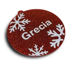 Pack 6 Esferas Navideñas Personalizadas Con Nombre Glitter