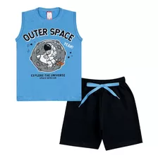 Conjunto Regata Azul Astronauta Bermuda (4/6/8)