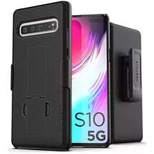 Funda Para Galaxy S10 5g Negro Clip Para Cinturon Y Soporte