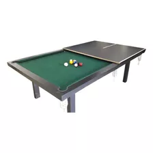 Mesa De Billar Multijuegoscou Standard Profesional De 2.4m X 1.4m X 0.8m Color Negro Con Superficie De Juego De Madera, Paño Verde De Poliéster Y Redes Color Blanco