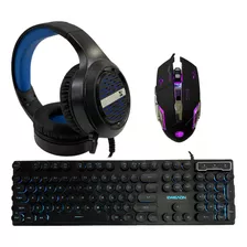 Kit Combo Gamer Teclado + Mouse + Auriculares Usb Retroilumi