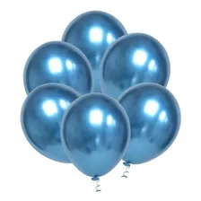 25 Unid Balão Bexiga Cromado Metalizado Alumínio 5 Pol Azul 