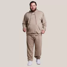 Conjunto Moletom Plus Size Calça E Blusa Canguru Masculino