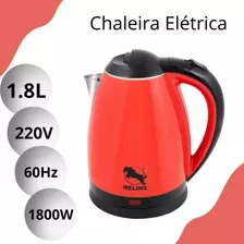 Jarra Chaleira Elétrica Inox 1,8 Litros 220v Café Água Chima Cor Vermelho 110v