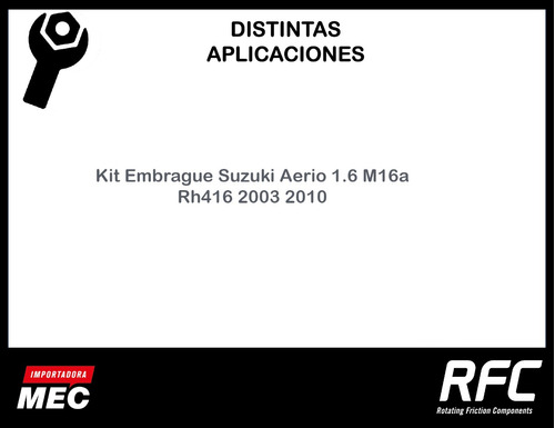 Kit Embrague Suzuki Aerio 1.6 2003-2010 Foto 2