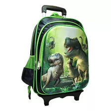 Mochila Carro Dinosaurio 41cm +cartuchera+lunchera Termica