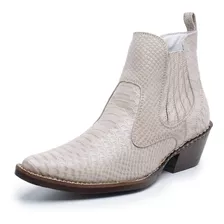 Bota Botina Country Texana Masculina Couro Legitimo Jna