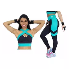 Kit Conjunto Academia Feminino Fitness Calça Legging + Top