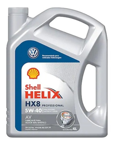 Aceite Para Motor Shell Sintético Helix Hx8 Professional Av 5w-40 X 4l