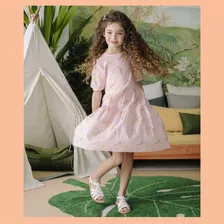 Vestido Infantil Feminino Rosa Floral Petit Cherie 002