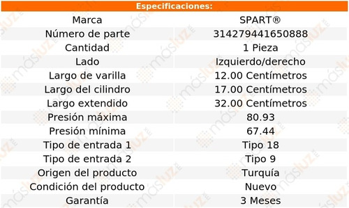 (1) Amortiguador Cofre Izq/der Mercury Mountaineer 01/07 Foto 2