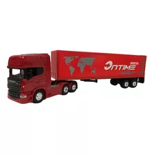 Scania R730 Container 1:64 Welly Vermelho