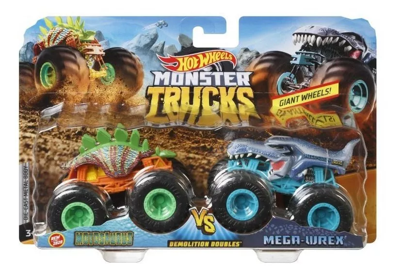 Pack 2 Monster Trucks - Motosaurus Vs Mega Wrex - Hot Wheels