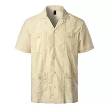 Camisa Guayabera Cubana Manga Curta Masculina