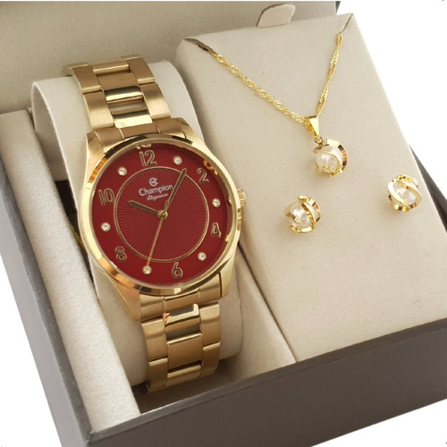 Relógio Champion Feminino Banhado A Ouro 18k Elegance