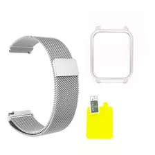 Pulseira Milanese Para Amazfit Bip + Case Bumper E Película