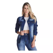 Jaqueta Jeans Feminina Destroyed Elastano Linda Premium