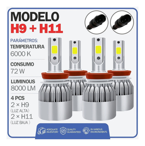 Kit Focos Led 12000lm H1 H7 H11 9005 9006 H4 Para Chevrolet