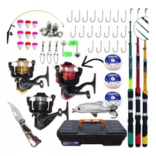 Kit 3 Varas De Pesca Com Molinete Ultra Light Completo Promo