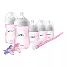 Kit Inicio Phillips Avent Natural Rosa 5 Biberones Scd206/11