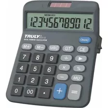 Calculadora De Mesa Truly 833-12 Dígitos Pilha A A E Solar