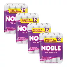 Kit 4 Papel Higiênico Noble Neutro Folha Dupla 12 Rolos Cada