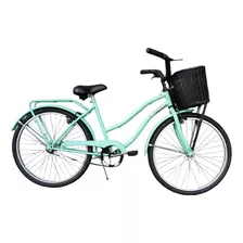 Bicicleta Playera Femenina Le Bike Playera Paseo R26 M 6v Frenos V-brakes Color Verde Agua Con Pie De Apoyo 