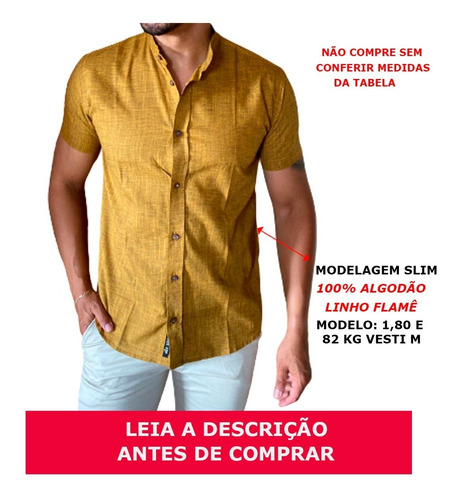 Camisao Masculino Slim Linho Premium - Pronta Entrega Barata
