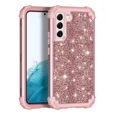 Funda Para Samsung Galaxy S22 5g - Rosa Con Glitter