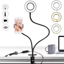 Aro De Luz Led Y Soporte Para El Celular 3 Clips