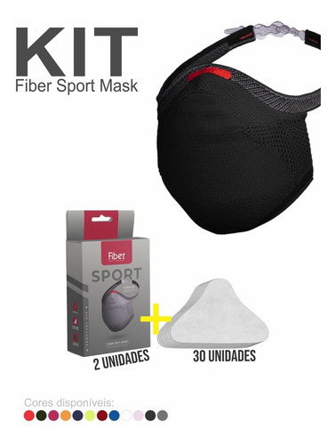 Kit 2 Máscaras Protetora Fiber 3d Knit + 30un Refis E96