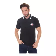 Polo Tommy Jeans Masculina Regular Timeless Badge Preta