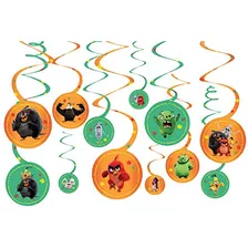 672414 Angry Birds Orange And Green Spiral Party Decora...