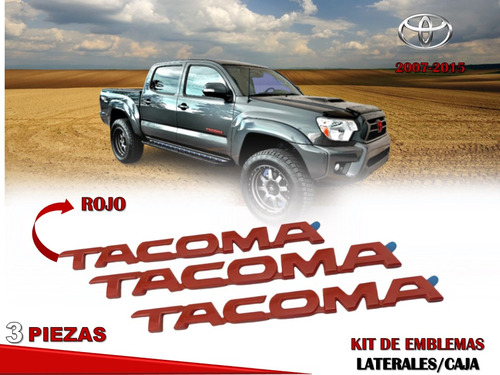 Kit De Emblemas Tacoma 07-15 Rojo Original Calidad Foto 2