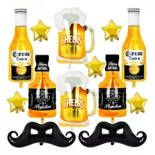 Globos Dia Del Padre Cerveza Corona Bigotes Whysky 13 Piezas