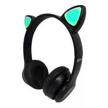 Auriculares Bluetooth Mic Orejas De Gato Luz Led Rosa Niñas