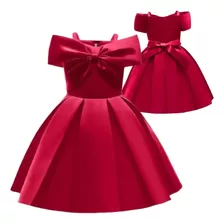 Bello Vestido Niña Princesa Elegante Satén Rojo 2 A 12 Años 