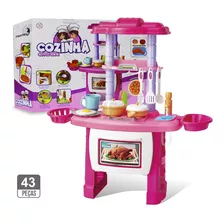 Cozinha Infantil Rosa Completa Com Fogão Forno