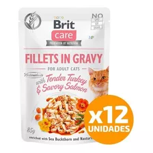 12 X Alimento Gato Brit Care Pouch Pavo Y Salmón 85gr. Np