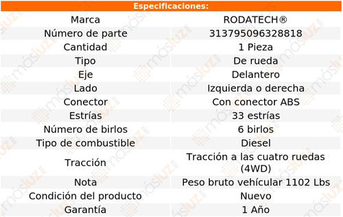 1- Maza Rueda Delantera Izq/der K2500 V8 6.5l 95/00 Rodatech Foto 5