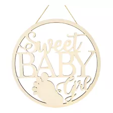 Cartel De Madera Calado Sweet Baby Girl Circular 36cm